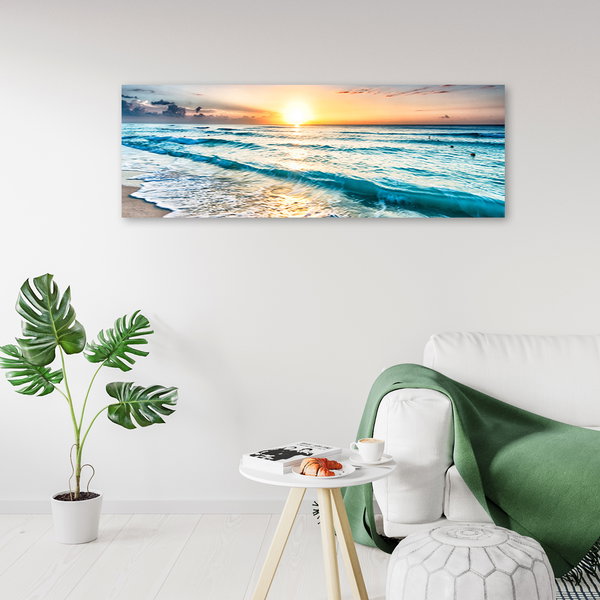 Kunstdruck auf Leinwand 'Blue Water Sunset'