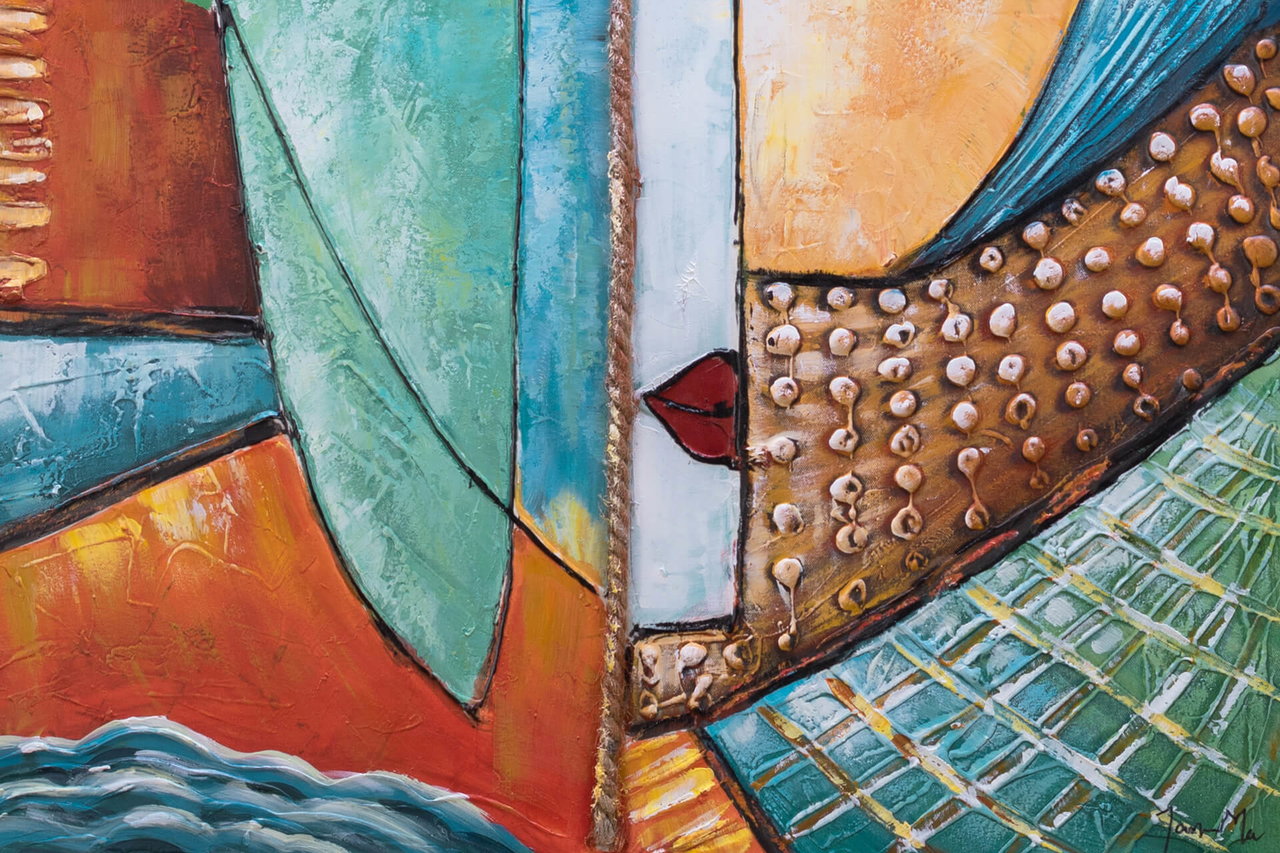 Handgeschilderd schilderij 'Trip to Consciousness' 75x100cm | incl. certificaat van echtheid in de ruimte.