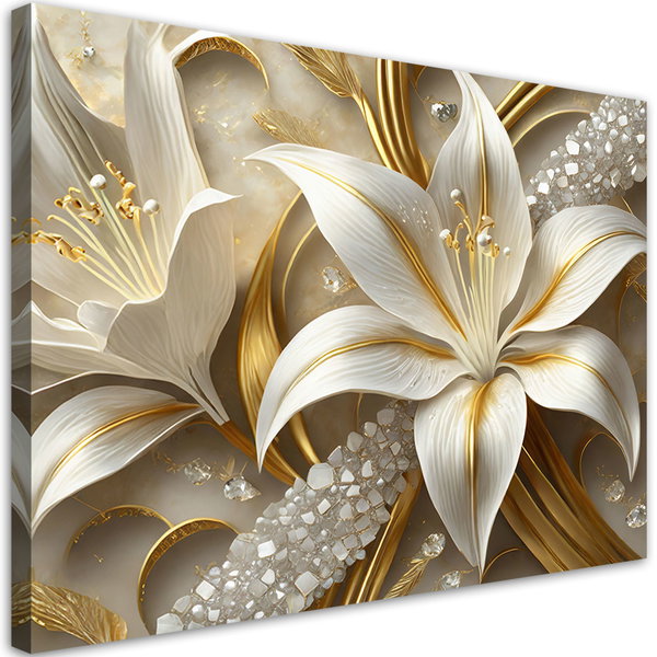 Kunstdruck auf Leinwand 'Golden Petal Symphony 4'