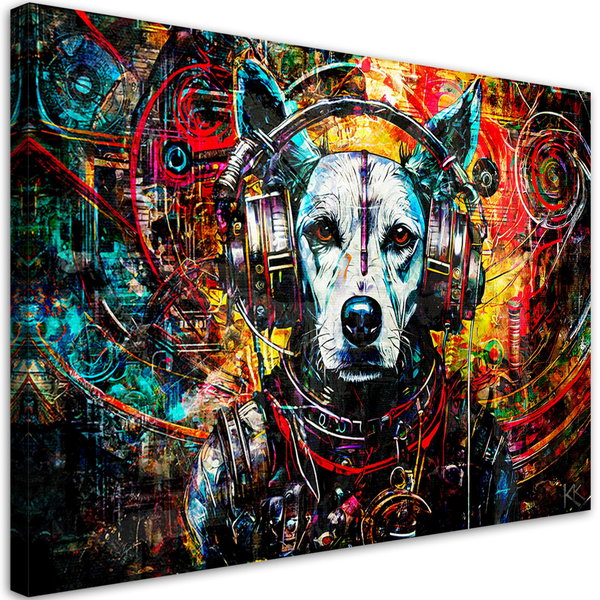 Kunstdruck auf Leinwand 'Cyber Canine DJ Vibes 1'