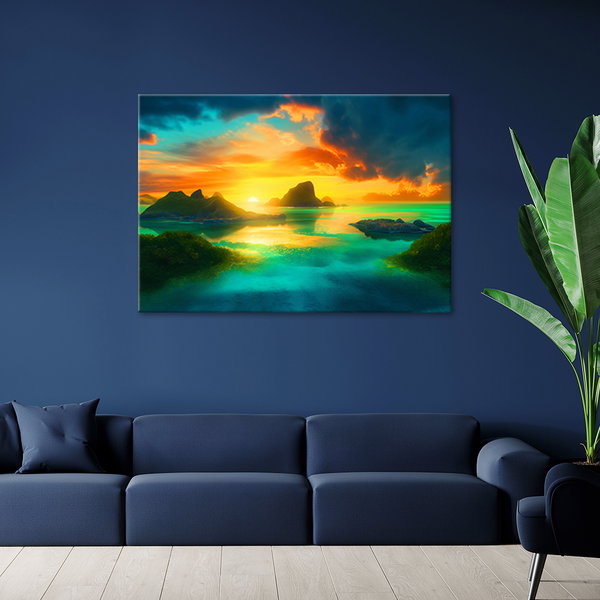 Kunstdruck auf Leinwand 'Radiant Ocean Sunset 2'