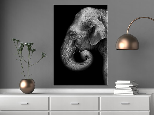Kunstdruck auf Leinwand 'Portrait of Elephant Vertical'