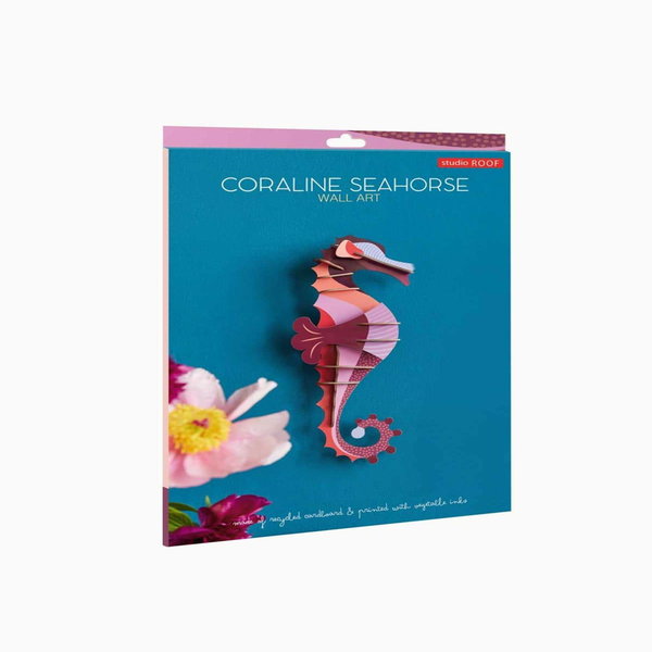 Wall deco 3d of cardboard 'Crimson Seahorse'