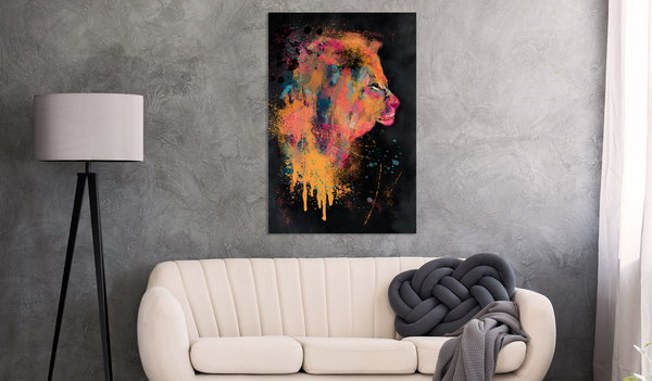 Kunstdruck auf Leinwand 'Lion Humors Vertical'