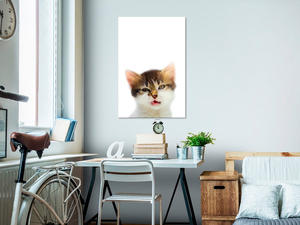 Kunstdruck auf Leinwand 'Vexed Cat Vertical'