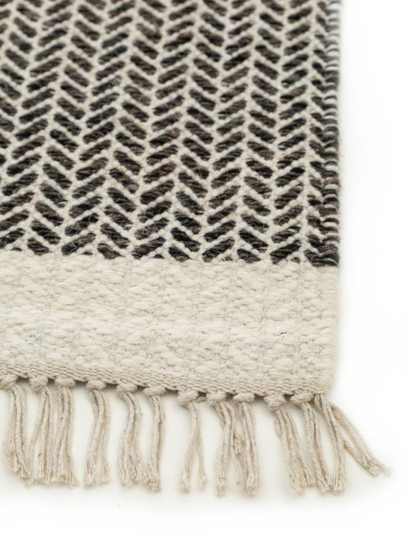Design Wollteppich Kim Schwarz/Weiß