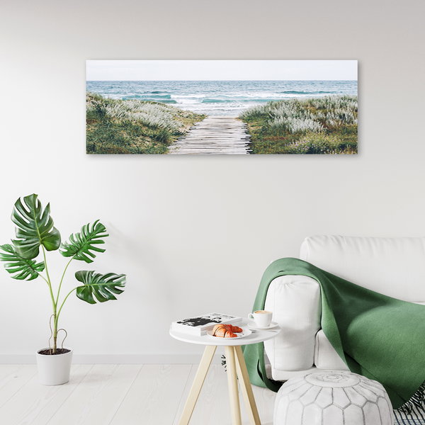 Kunstdruck auf Leinwand 'Beach with Coastal Grasses 2'