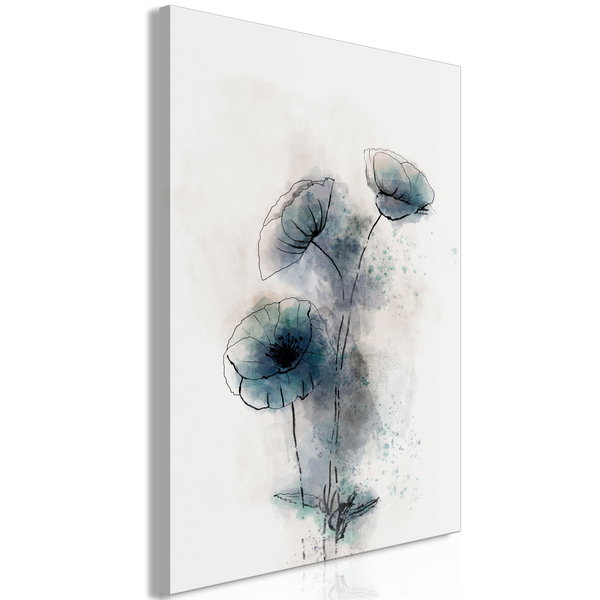 Kunstdruk op canvas 'Blue Poppies Vertical'