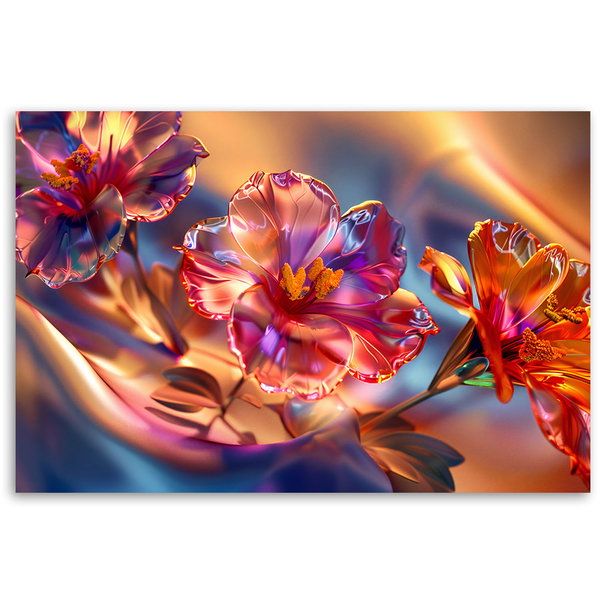 Kunstdruck auf Leinwand 'Neon Prism Blossoms 2'