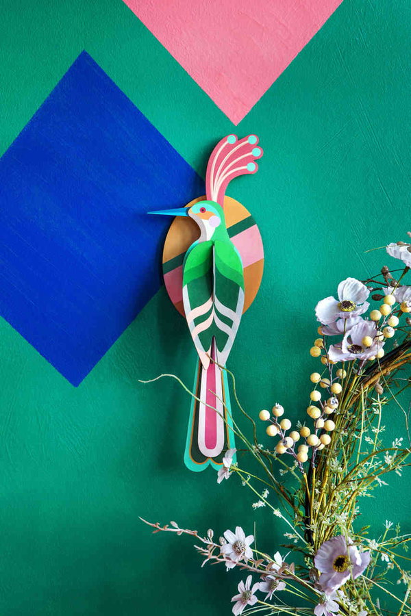 Wanddeko Papier 'Vogel mit Federkrone'