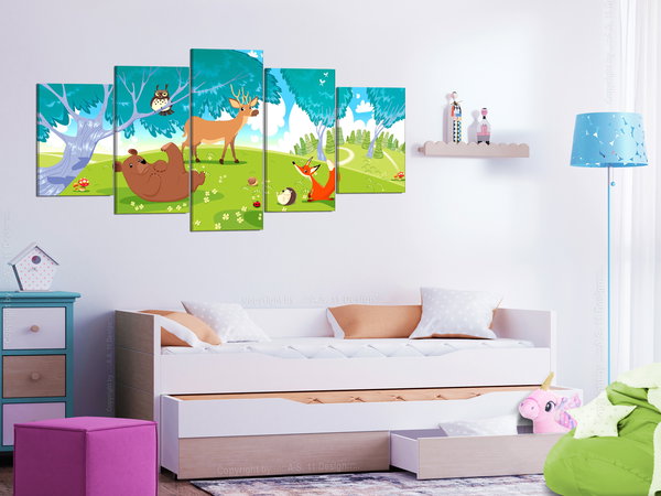 Kunstdruck auf Leinwand 'Friendly Animals (5-teilig)'