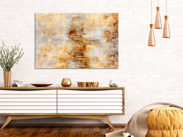 Kunstdruck auf Leinwand 'Golden Lightning Wide'