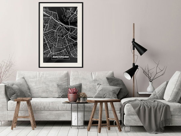 Poster 'City Map: Amsterdam (Dark)'