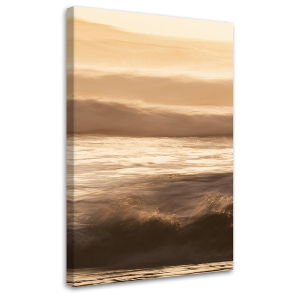 Kunstdruck auf Leinwand 'Golden Waves at Sunset'
