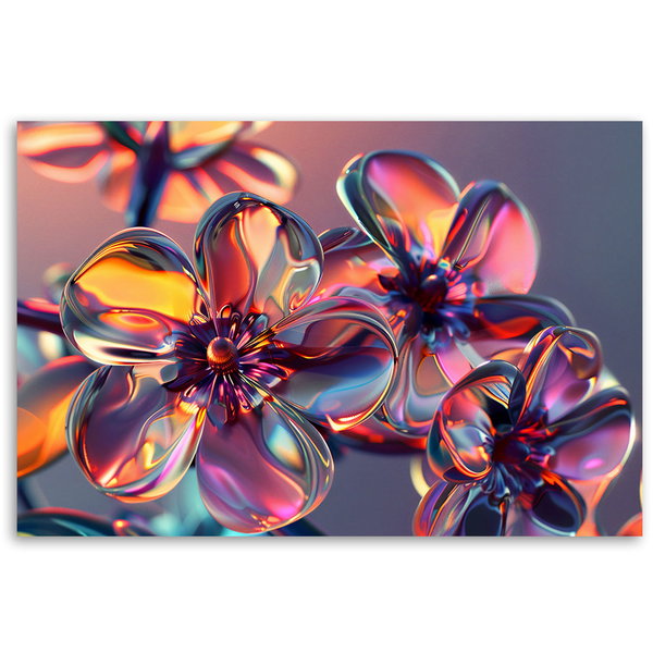 Kunstdruck auf Leinwand 'Neon Prism Blossoms 1'